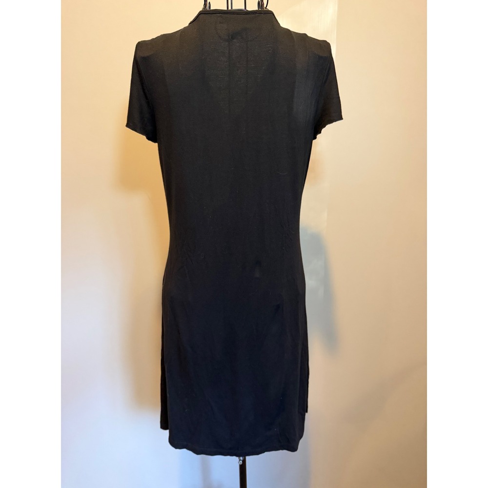 Style & Co Black Grommet V-Neck Short Sleeve T-Shirt Dress Womens Med Brass Stud - Picture 4 of 5